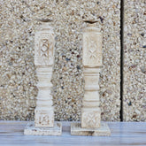 Indian Wooden Hand Carved Candle Holder Stand (Set of 2) 294